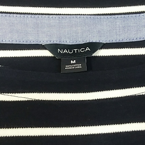 Nautica Ladies' Cuff Sleeve Top Navy/White Stripe - Picture 3 of 3